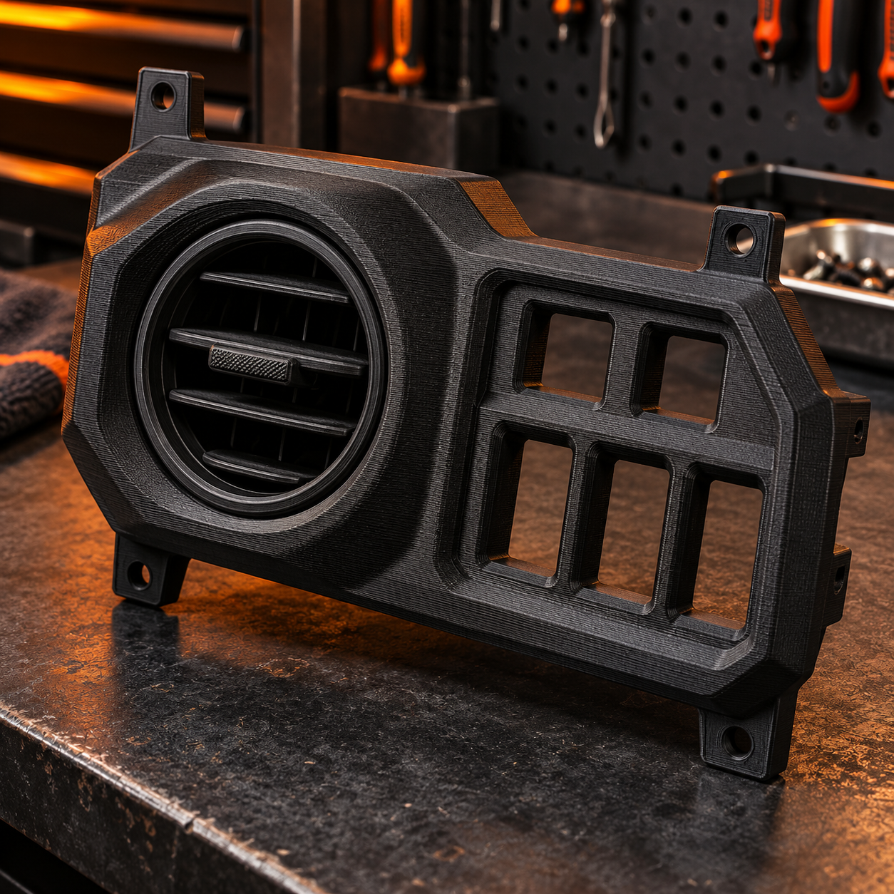 Moldura de ventilação e comandos fabricada em 3D